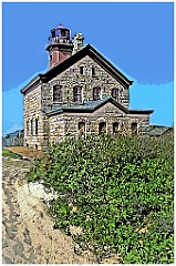 Block Island North Light Built of Stone - Digital Painting